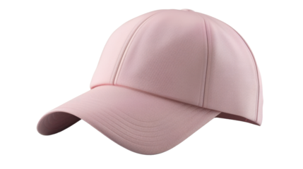 Pink baseball cap isolated on transparent background, perfect for mockups