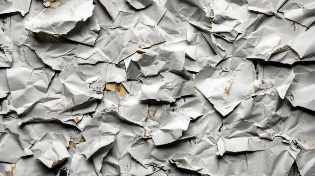 Crumpled white paper texture showcasing creases and folds in natural light for artistic and design use