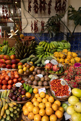 A fruit stall in a food market in Funchal Madeira - Mercado dos Lavradores