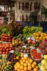 A fruit stall in a food market in Funchal Madeira - Mercado dos Lavradores