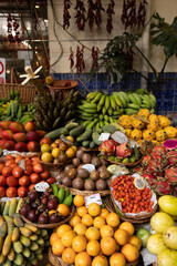 A fruit stall in a food market in Funchal Madeira - Mercado dos Lavradores