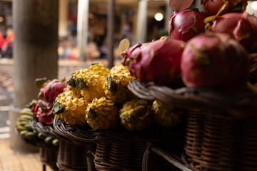 A fruit stall in a food market in Funchal Madeira - Mercado dos Lavradores