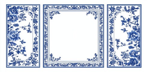 Blue and white floral frames