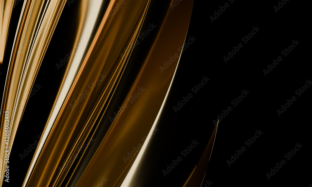 Poster futuristic golden highlights and curved abstract design