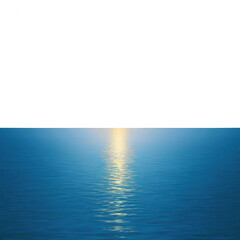 A serene ocean view reflecting the sunlight, creating a peaceful atmosphere. The calm blue waters extend into the horizon, perfect for relaxation and tranquility.