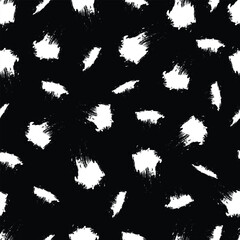 White brush pattern on black background. Seamless pattern design.