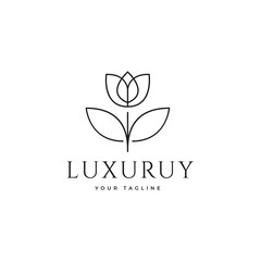 flower line minimalist logo design vector