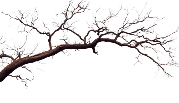Beautiful tree branches with no leaves on a transparent background