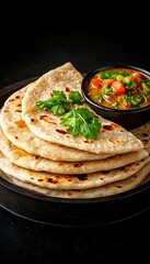Indian Flatbread with Curry.
