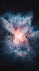 Stunning Nebula in Space Illuminated by Glowing Star Light with a Starry Night Sky Background