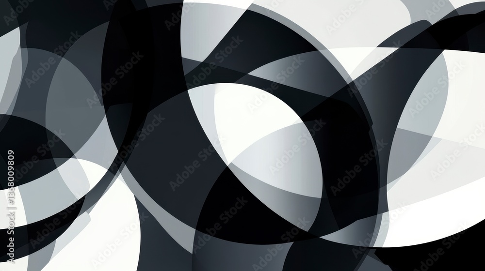 Poster Abstract grayscale overlapping circles background.