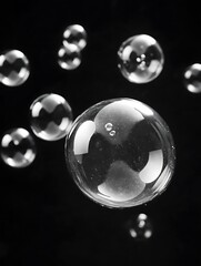 Bubbles floating in black background