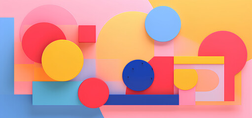 Fototapeta premium Abstract design of shapes and some color in the style