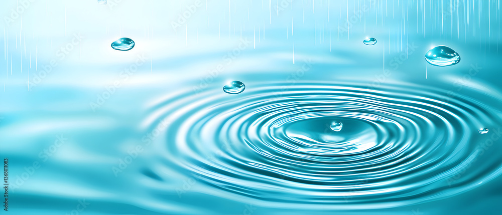 Poster a drop of water is in the middle of a large wave