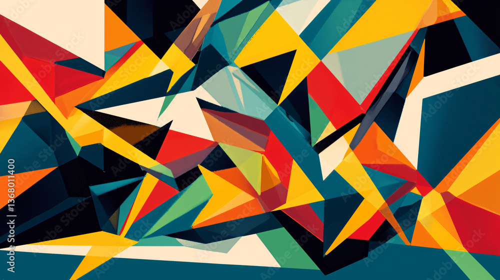 Poster a stunning colorful abstract background featuring a geometric abstraction with overlapping shapes th