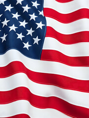 Obraz premium Close-up of a waving American flag, showing its vibrant colors and texture