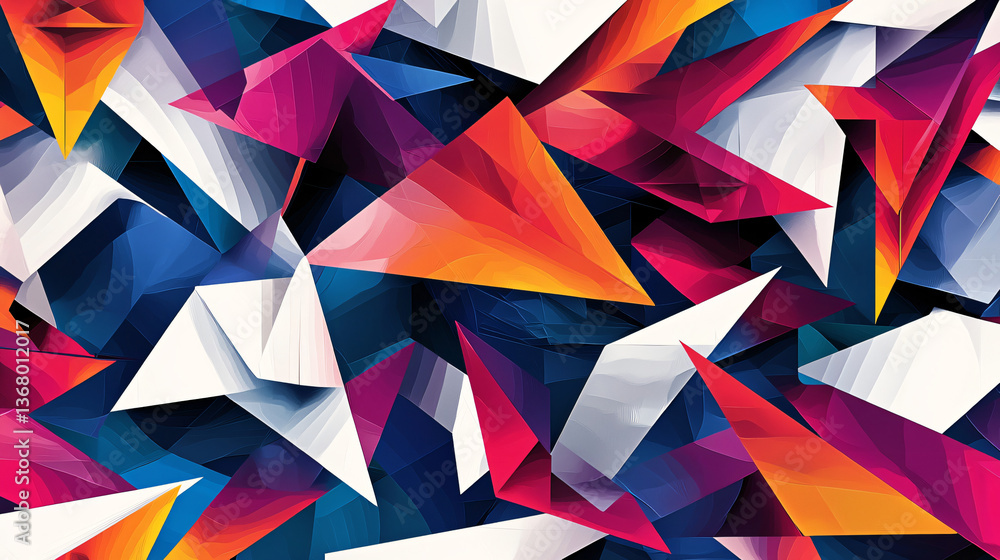 Poster a colorful pattern created through a geometric abstraction with overlapping shapes resulting in a vi