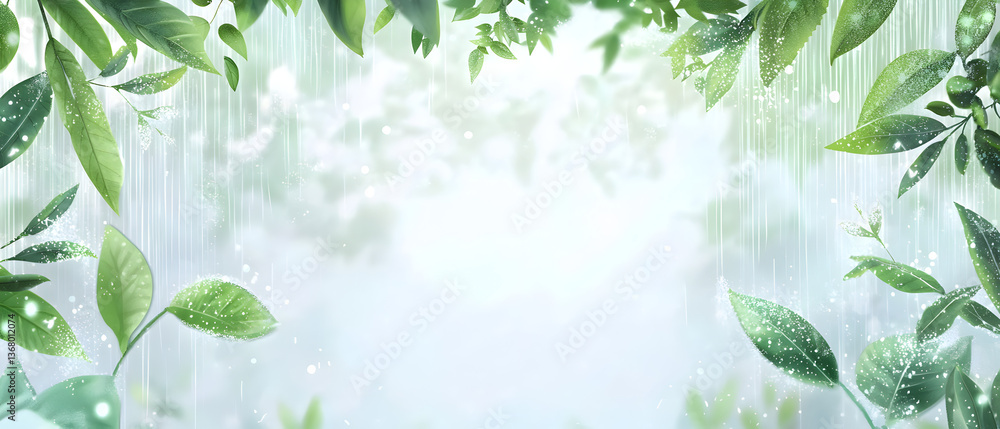Poster a forest with trees and fog