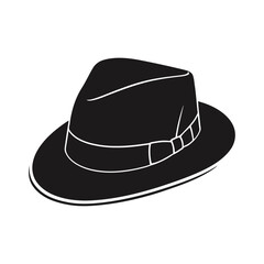 A sleek black and white vector illustration of a stylish top hat with a timeless, formal design on a white background