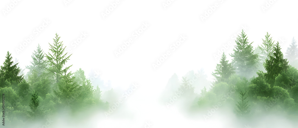 Poster a forest with trees and fog