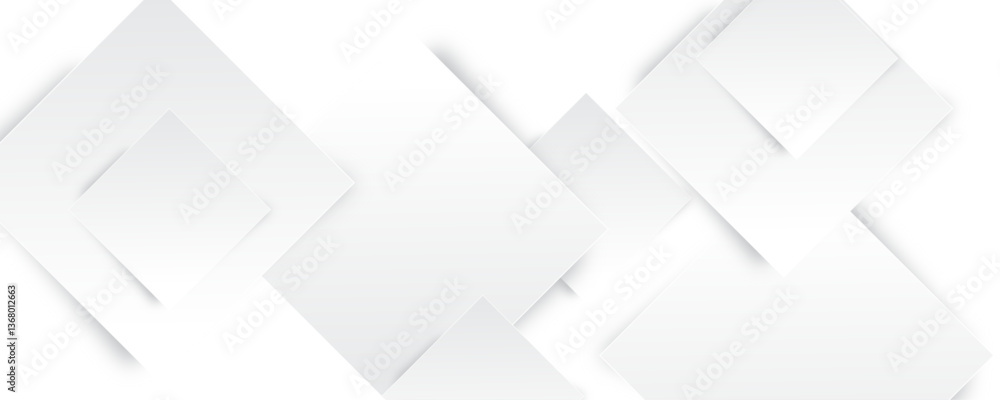Poster abstract white background. square geometric pattern modern and minimal concept white and gray color 