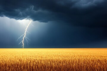 Golden Wheat Field Under a Dramatic Storm