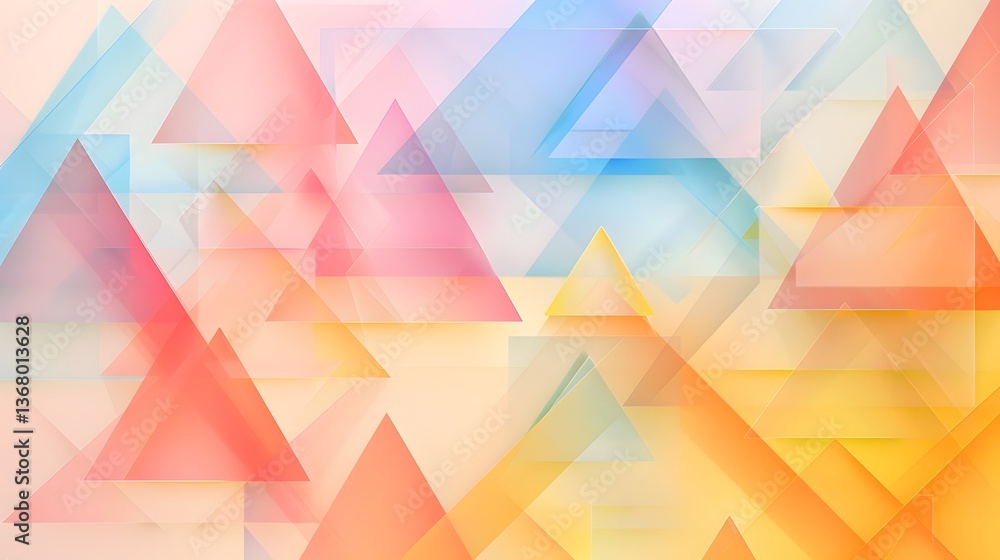 Poster vibrant retro geometric pattern with overlapping semi transparent triangles in warm vibrant hues ble