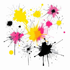 Set of Colorful Paint Splashes, splotch, ink blot, smudge, stain, spot