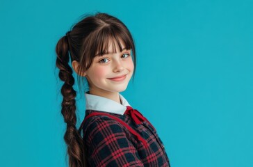 Fototapeta premium Happy schoolgirl with a fresh and vibrant expression,