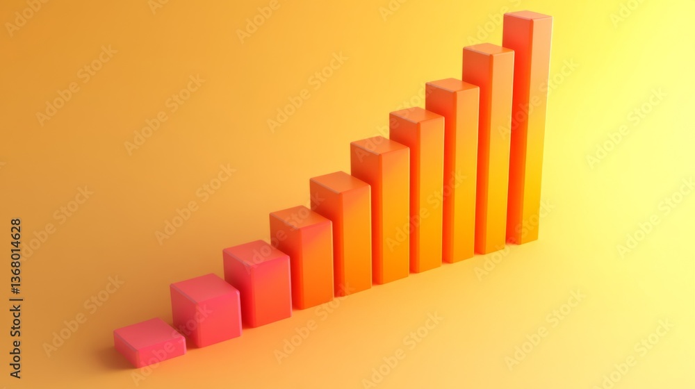Poster an engaging d bar graph illustrating market trends, with detailed textures on the bars and a gradien