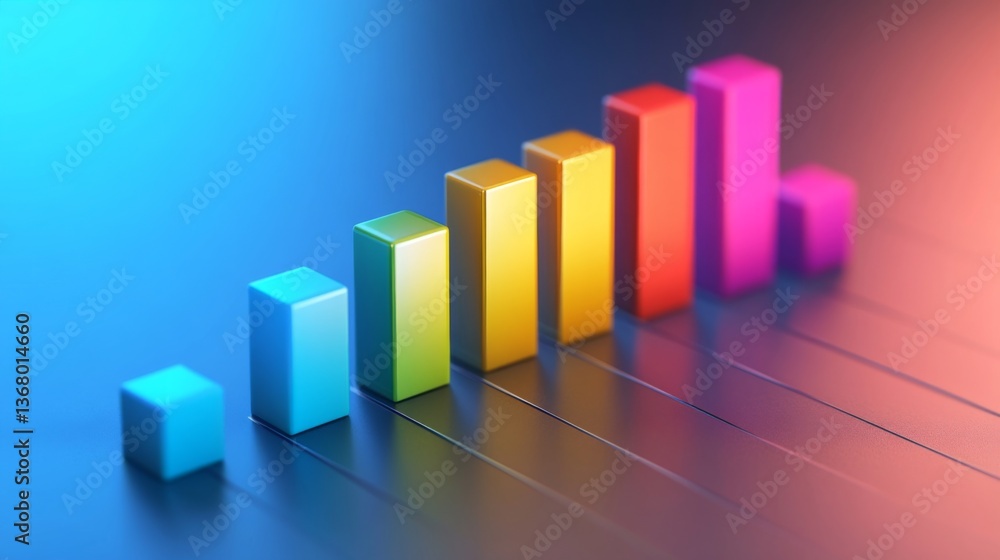 Aufkleber an engaging d bar graph illustrating market trends, with detailed textures on the bars and a gradien