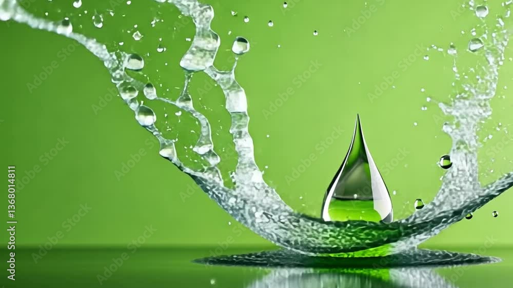 Poster captivating water drop splashes: a mesmerizing image capturing the dynamic movement of water, with c