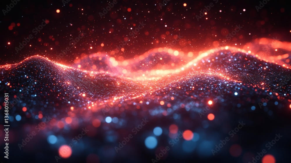 Poster electronic pulse network with seamless glowing lines and a sense of movement