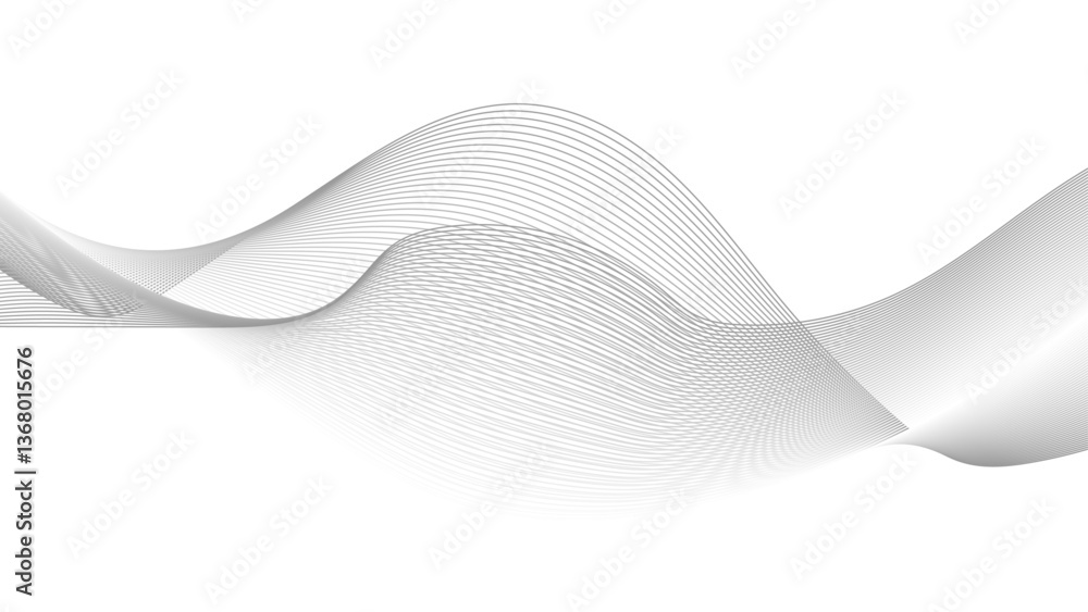 Poster wavy line horizontal divider outline minimalist background. abstract gray line with white background
