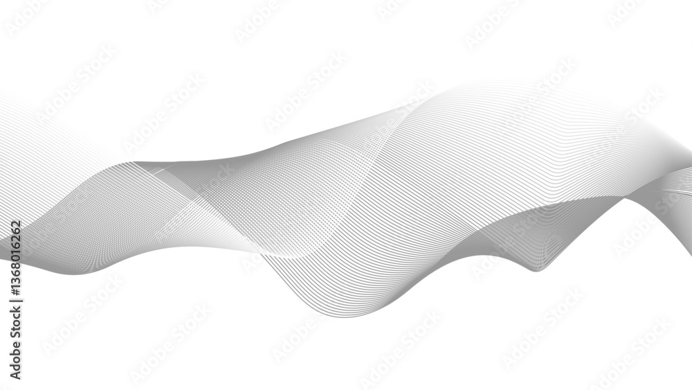 Poster wavy line horizontal divider outline minimalist background. abstract black lines wave curve motion o