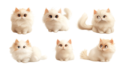 Pack Puffy Paws set in Different Poses Against Transparent Background for Cute Animal Illustrations, Pet Art, or Cozy-Themed Designs