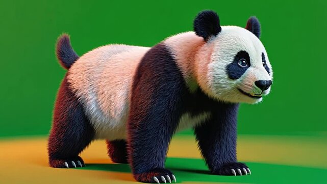 Panda's Playful Pose: A cheerful panda, captured in a vibrant pose, showcasing its distinctive black and white fur. Its playful nature lights up the image with cuteness.