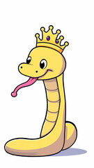 Fototapeta premium Cartoon snake king smiling cute snake crowned