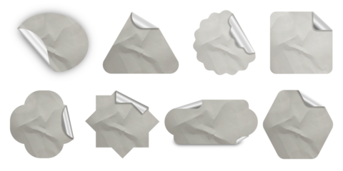 Blank Glued Paper Sticker Tag Label Texture Set