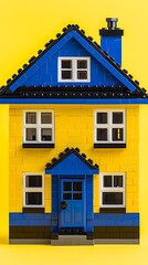 Naklejka premium Yellow Blue Toy House Model.