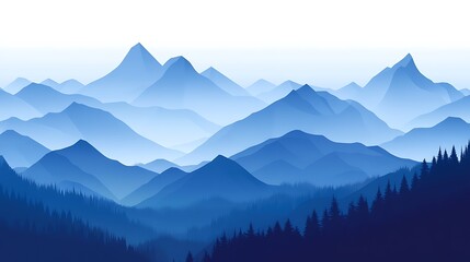 Geometric low-poly mountains in indigo gradient, a minimalist landscape for modern art and nature lovers.