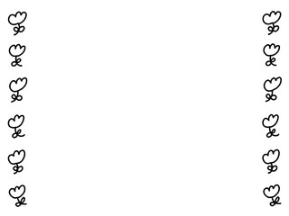 Obraz premium ゆるくて可愛いお花のラインフレーム チューリップ・春