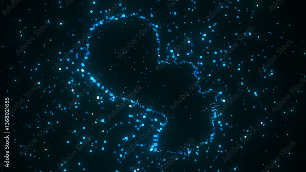 Poster futuristic digital visualization of paraguay map composed of glowing blue particles. the abstract co