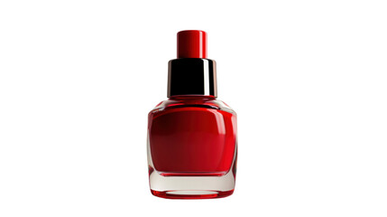 Red nail polish bottle on transparent background, beauty and cosmetics product