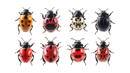Fototapeta premium Pack Hug Bug set in Different Poses Against Transparent Background for Cute Illustrations, Insect Art, or Adorable Designs