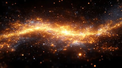 Fiery cosmic river flows across a dark, starry expanse