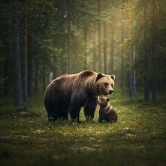 Fototapeta premium brown bear in the forest