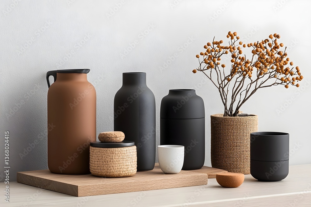 Poster a curated collection of storage containers in a variety of shapes textures and materials including c
