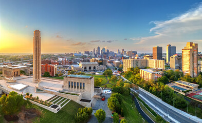 Kansas City, Missouri, USA Downtown City Skyline