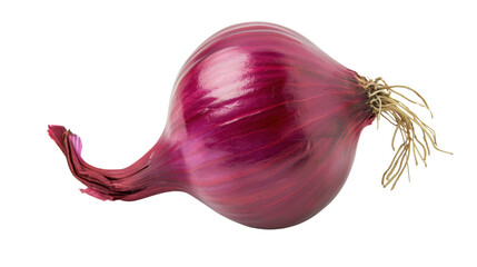 Fresh red onion bulb isolated on transparent background